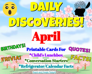 Preview of April Lunch Box Note Cards  Daily Conversation Topics  2nd 3rd 4th 5th Grade