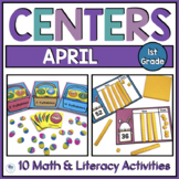 April Math And Literacy Centers For First Grade | Low Prep