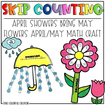 Preview of April Math Craft - Skip Counting April Showers Bring May Flowers Spring Craft