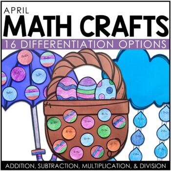 Preview of April Math Crafts | Spring Easter April Showers Bulletin Board Activities