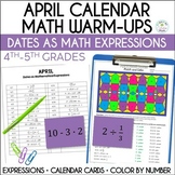 Math Calendar Dates April, 4th-5th Grades | Color by Numbe