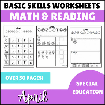 Preview of April Math & Reading Basic Skills for Special Education - Easter, Spring