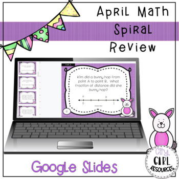 Preview of April Math Spiral Review Task Cards | Google Classroom | Distance Learning