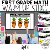 April Math Daily Warm Up Slides | Spring Math Review | 1st Grade Number Talks