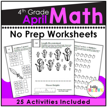 Preview of April Math Worksheets 4th Grade