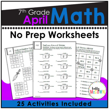 Preview of April Math Worksheets 7th Grade