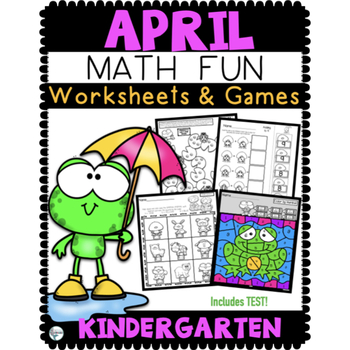 Preview of April Math Worksheets Games and Test Kindergarten
