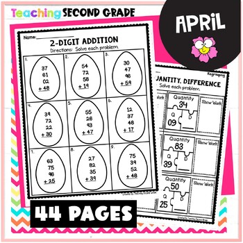 april math worksheets for 2nd grade by teaching second grade tpt