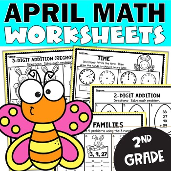 Preview of April Math Worksheets for 2nd Grade - Easter Spring Fun Activities Packet