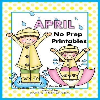 Preview of April Math and ELA No Prep Printable Worksheets - 1st Grade 2nd Grade