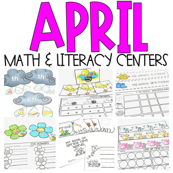 Preview of April Math and Literacy Centers {CCSS} | Spring Centers for Kindergarten