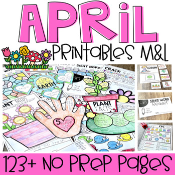 Preview of April Math & Literacy Worksheets & Printables Kindergarten Spring Activities