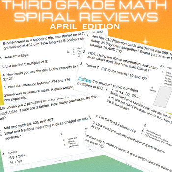 Preview of April/May EOG, Milestones Test Prep,State Testing, 3rd, Spiral Review