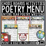 April May Poetry Writing Activities Choice Boards Menus Fa
