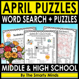 April Month Word Search & Crossword Puzzle + Answers Inclu