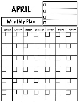 April Monthly Plans by Clarissa Creates | TPT