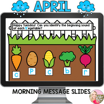 Preview of April Morning Message -Math, Literacy - Preschool/Pre-K