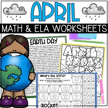 Preview of April Worksheets Math Reading Writing | April Fools | Spring ELA Activity