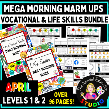 Preview of April Morning Work Bundle Special Education Life Skills & Vocational Warm Up