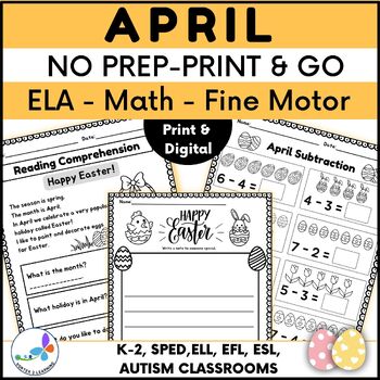Preview of April Morning Work: ELA, Math and Fine Motor Activities Packet
