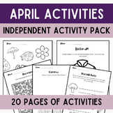 April Early Finishers Independent Activities | Elementary 