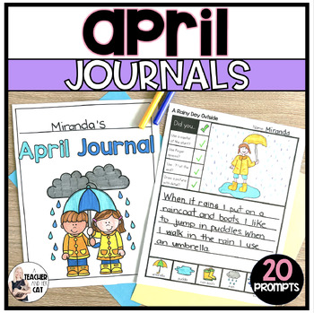 April NO PREP Primary Journal Prompts by A Teacher and her Cat | TPT