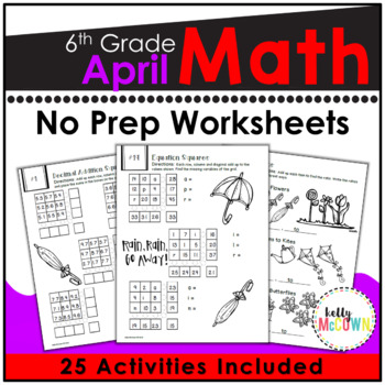 April NO PREP Math Packet - 6th Grade