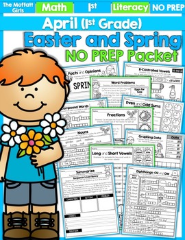 Preview of April NO PREP Math and Literacy (1st Grade)