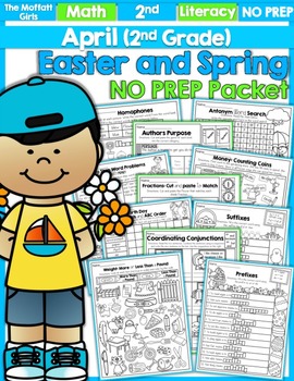 Preview of April NO PREP Math and Literacy (2nd Grade)