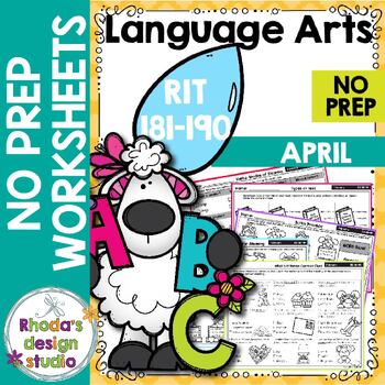 Preview of April: NWEA NO Prep ELA Reading Practice Worksheets RIT Band 181-190 Spiral