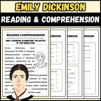 Preview of April National Poetry Month Emily Dickinson Reading Comprehension Passage