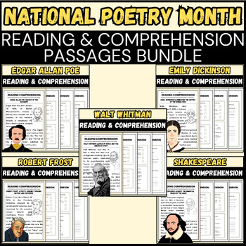 Preview of April National Poetry Month  Reading Comprehension Passages Bundle