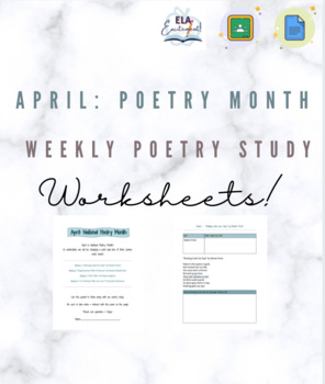 Preview of April: National Poetry Month! Secondary Weekly Poetry Study Worksheets | Digital