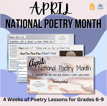 Preview of April: National Poetry Month! Weekly Poetry Study Slides Gr 6-10 | Digital