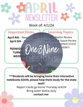Preview of April Newsletter Editable