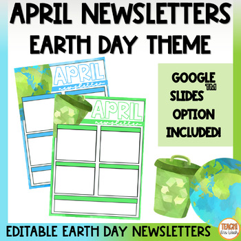 Preview of April Newsletter Template | Google Slides™ | Earth Day Newsletter Editable