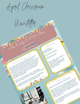 Preview of April Newsletter Template - Printable - Easter