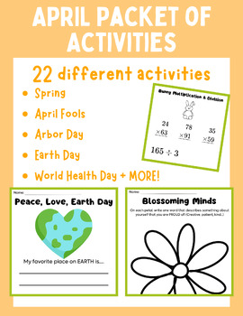 Preview of April No Prep Activity Worksheets | Morning Work | Spring Earth Day Arbor Bunny