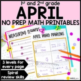 April No Prep Math Printables for 1st & 2nd Grade | Digital