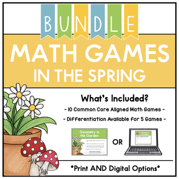 Preview of April: PRINT AND DIGITAL Math Centers in the Spring BUNDLE