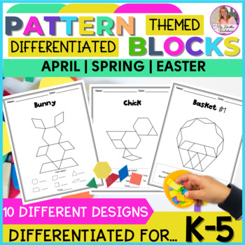 Preview of April Pattern Blocks | Shapes Puzzles for Math Centers | 2D Shapes