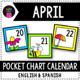 April Pocket Chart Calendar Card Set - English & Spanish