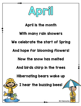 April Poem Printable by Ms Mal's Munchkins | Teachers Pay Teachers