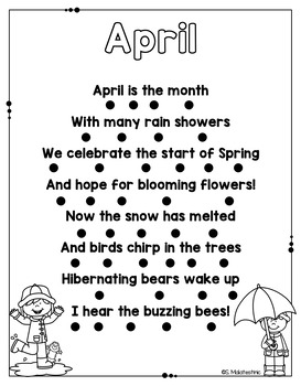 April Poem Printable by Ms Mal's Munchkins | Teachers Pay Teachers