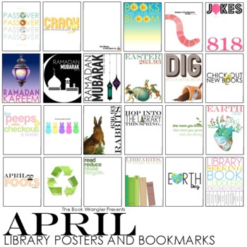 Preview of April Posters and Bookmarks for Classrooms and School Libraries