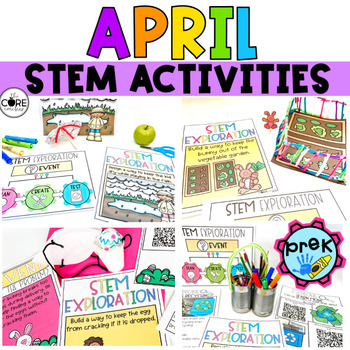 Preview of April PreK STEM Activities - Preschool Easter,  Spring,  Earth Day STEM lessons