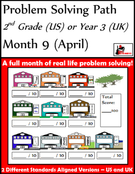 Preview of April Problem Solving Path: Real Life Word Problems for 2nd Grade / Year 3