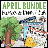 April Puzzles Games Earth Day Boom Cards with Audio Option