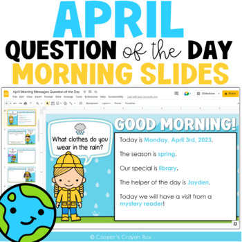 Preview of April | Question of the Day & Morning Message Slides