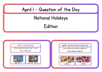 Preview of April Question of the Day - National Holiday Edition